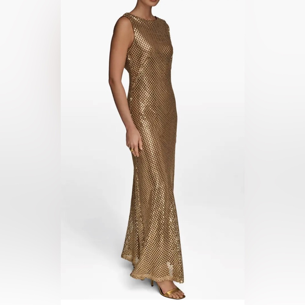 Gold Sequin Mermaid Evening Gown